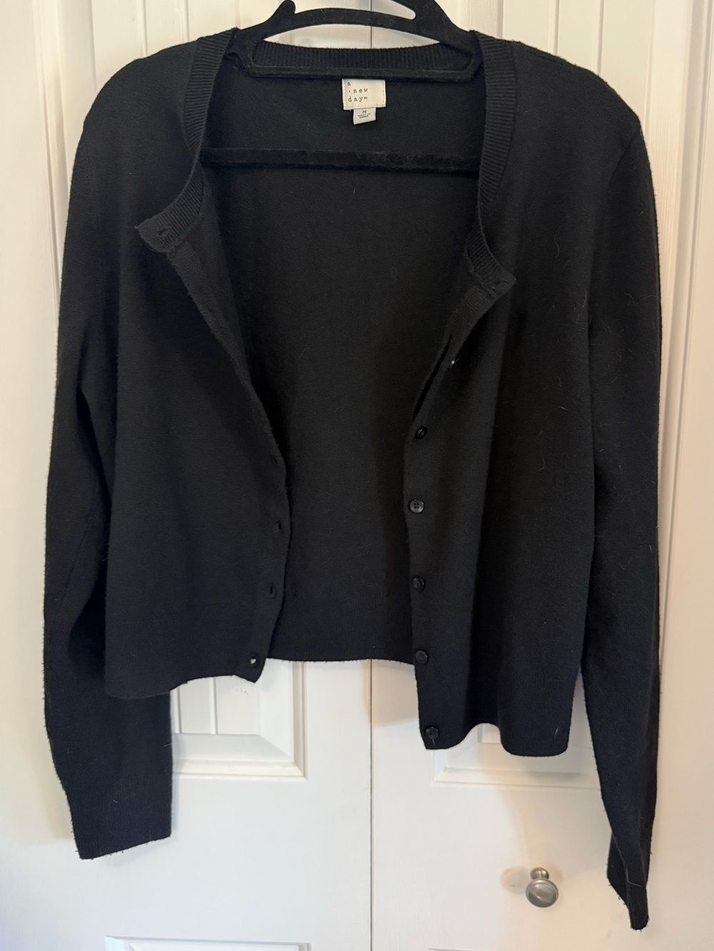 a new day Black Button-Front Women's Cardigan